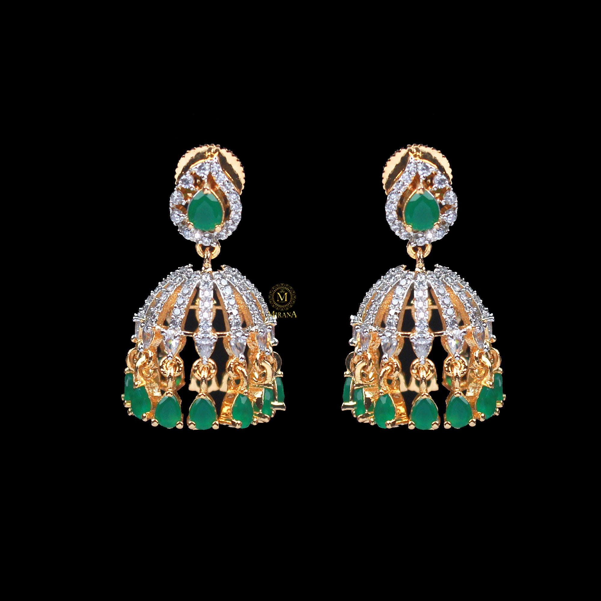 Simi CZ Designer Jhumkas