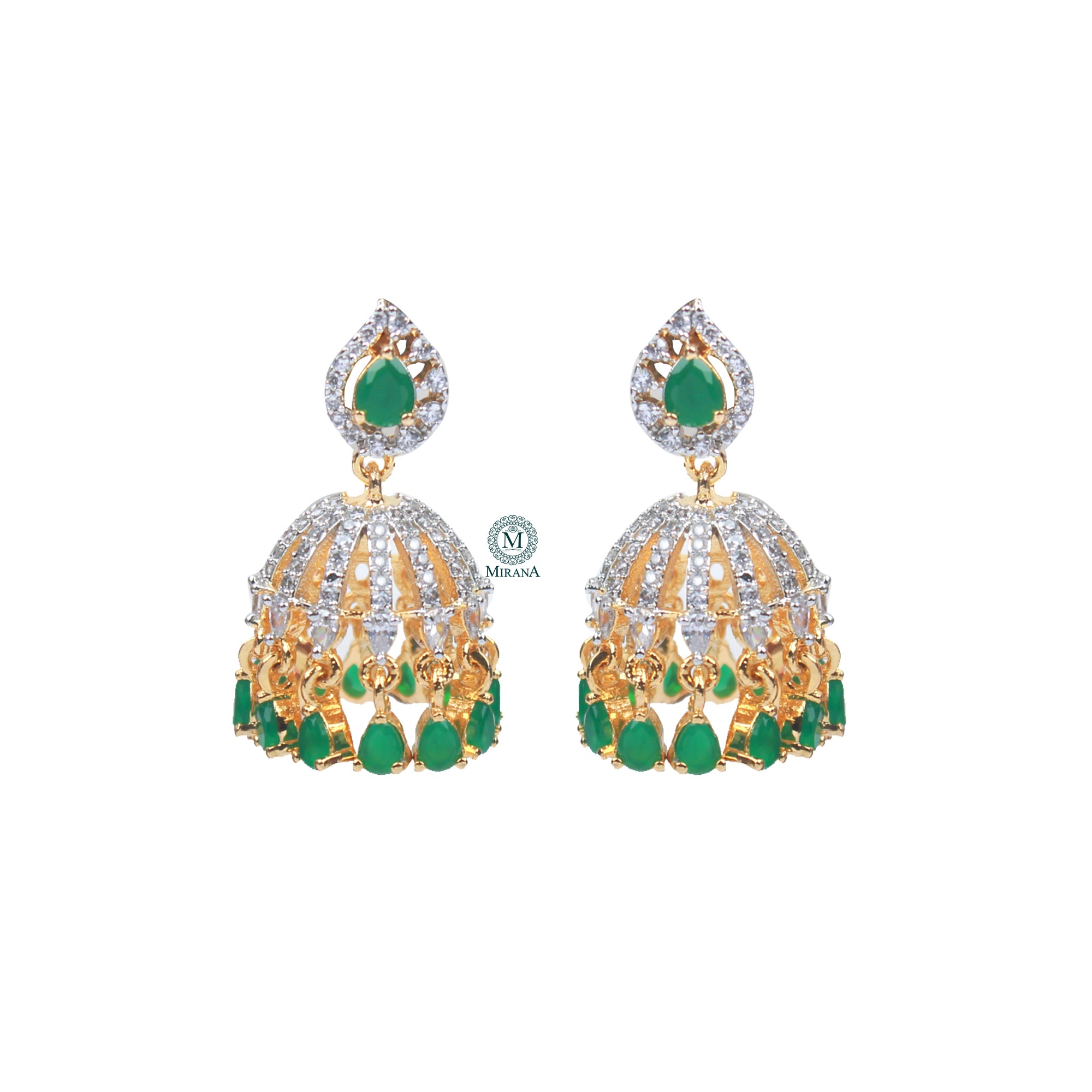 Simi CZ Designer Jhumkas