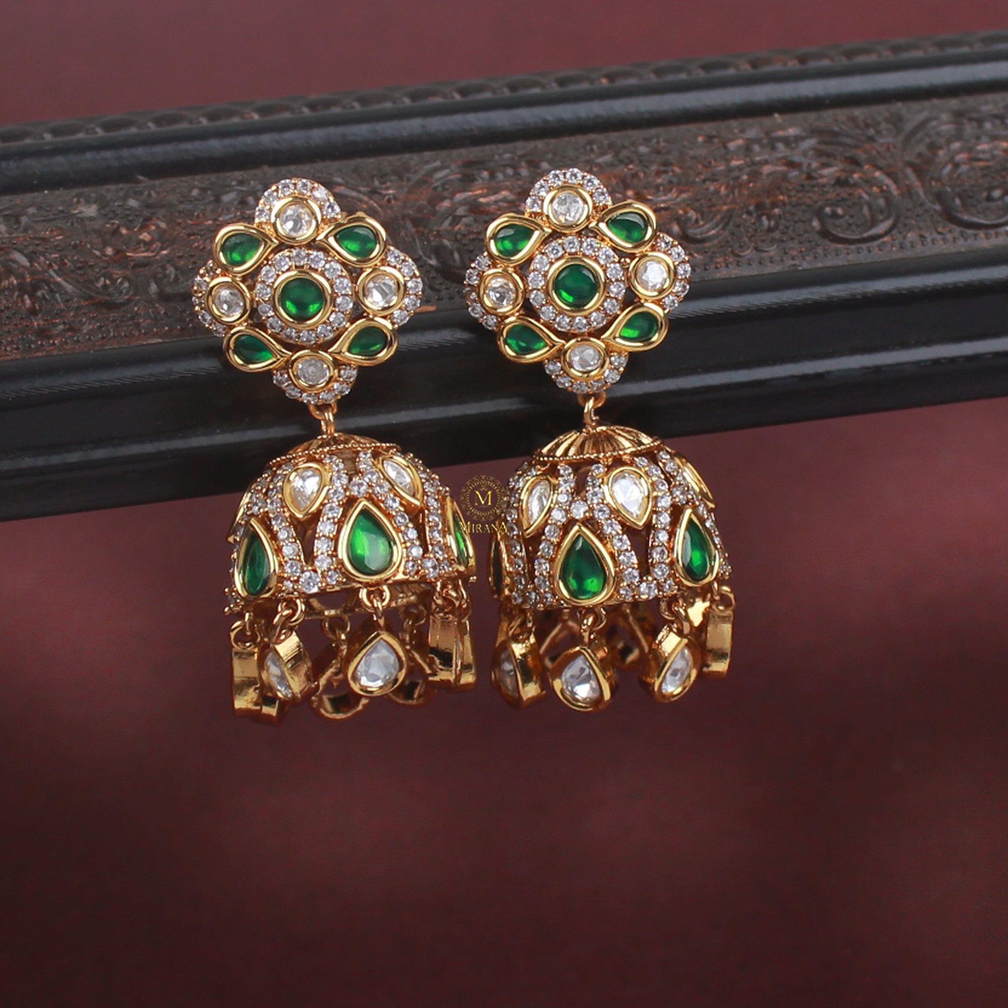Reva Polki Designer Jhumkas