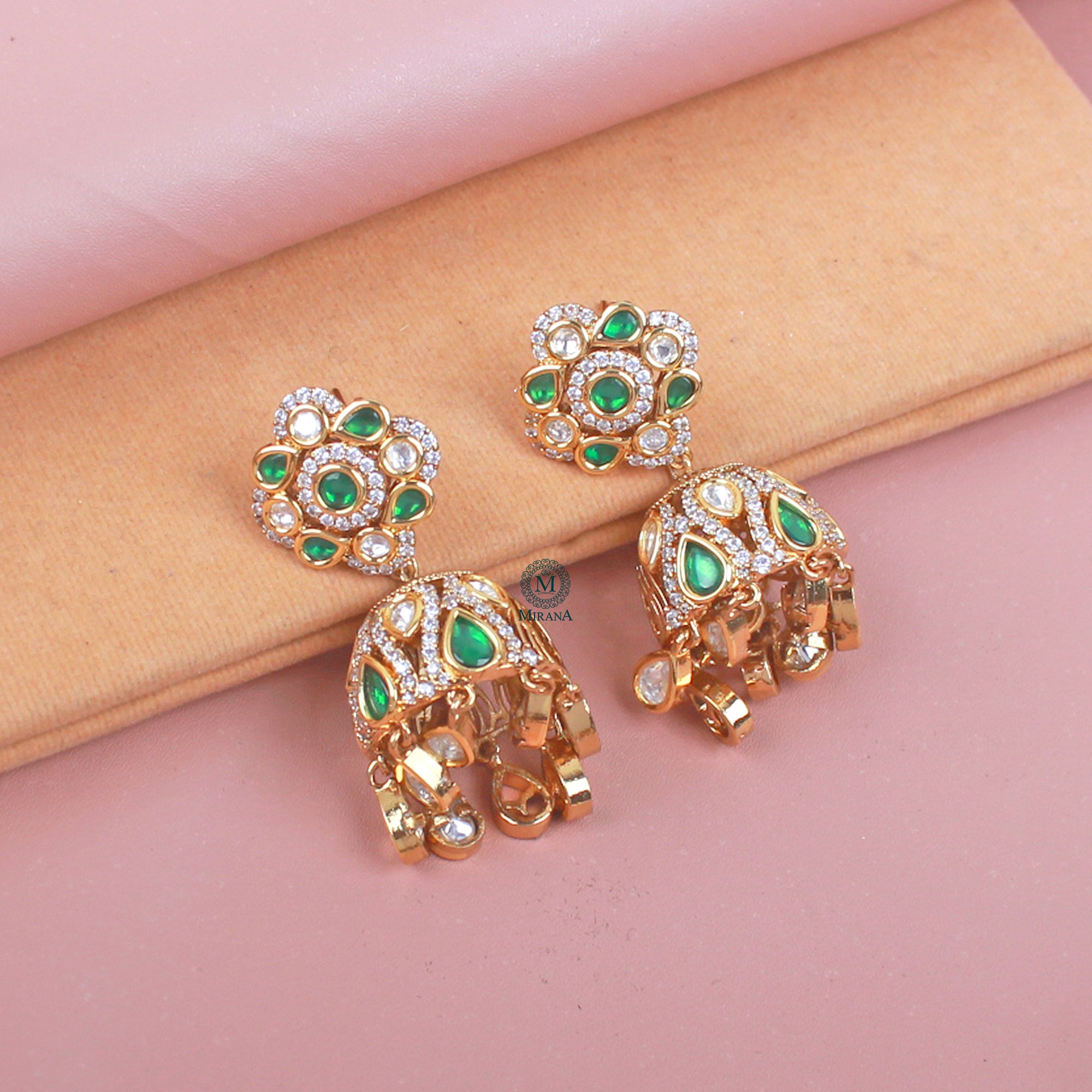 Reva Polki Designer Jhumkas