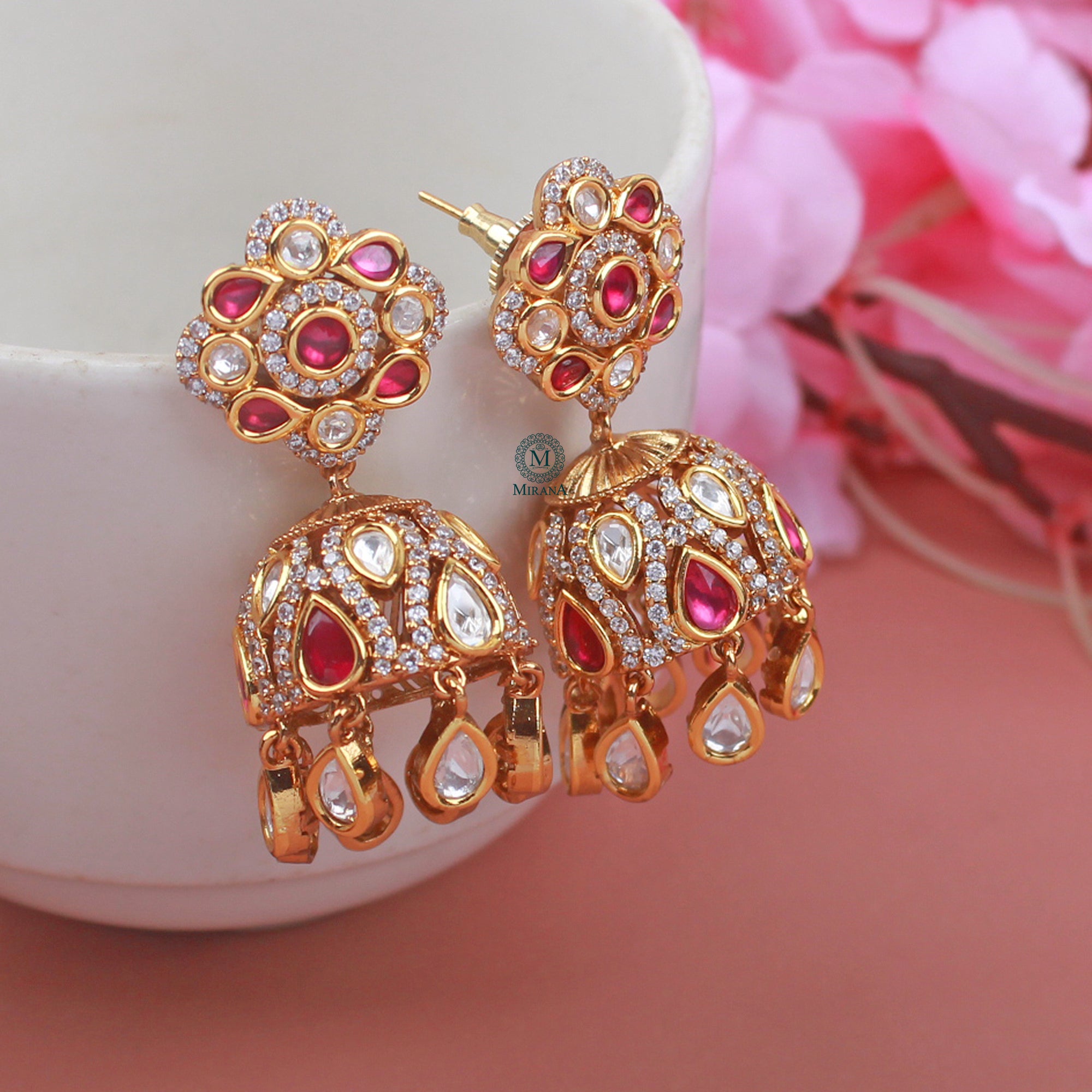Reva Polki Designer Jhumkas