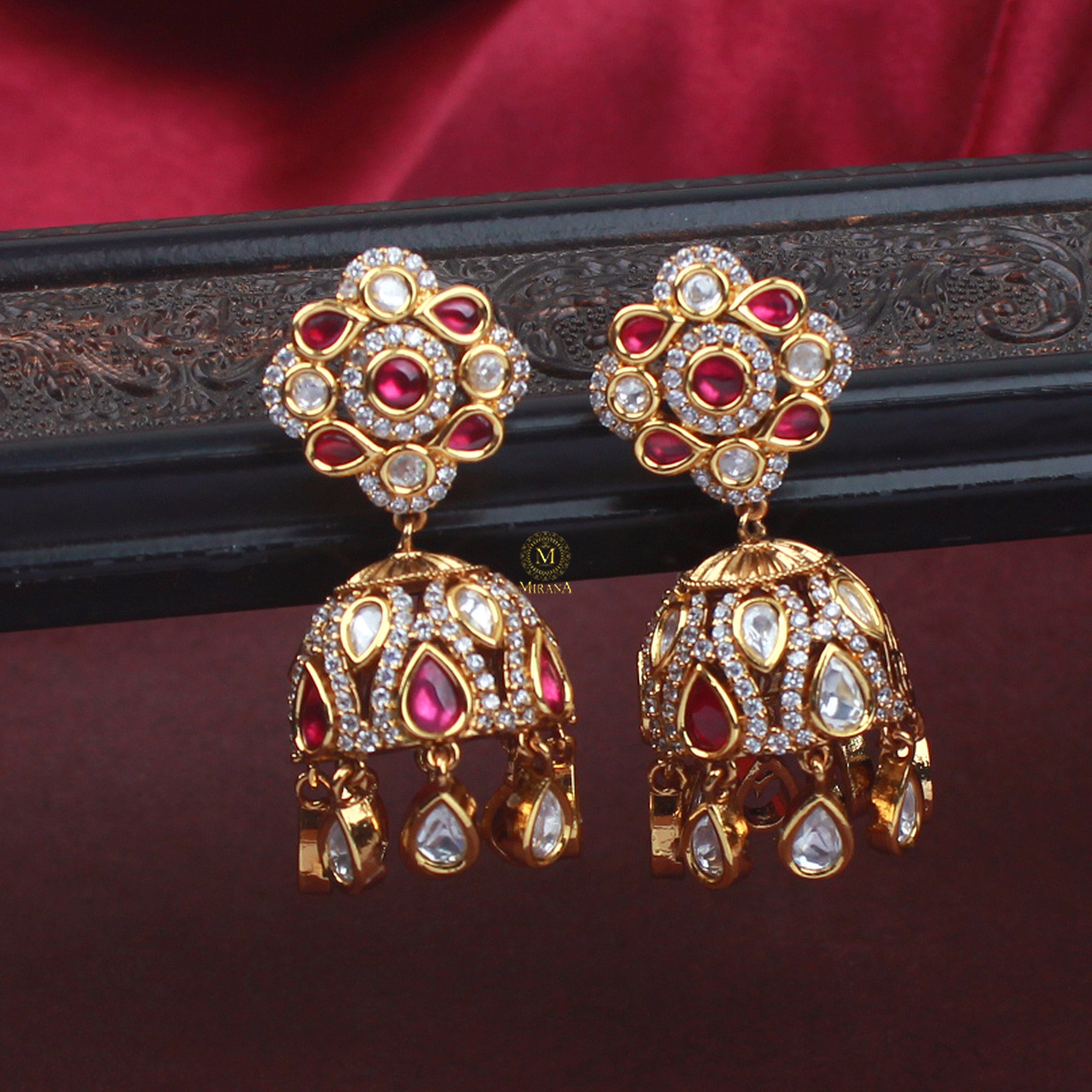 Reva Polki Designer Jhumkas