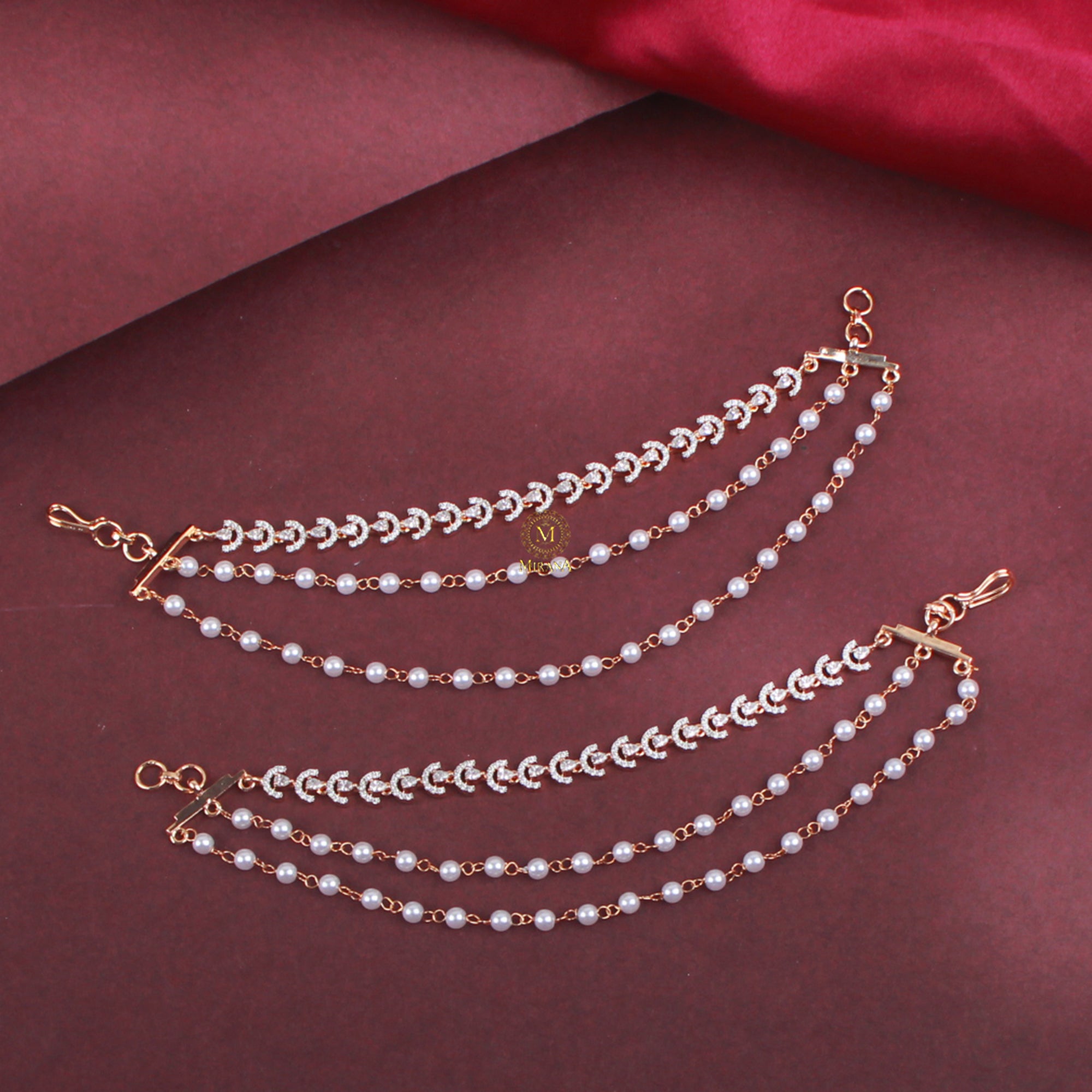 Tira Pearl CZ Ear Chains