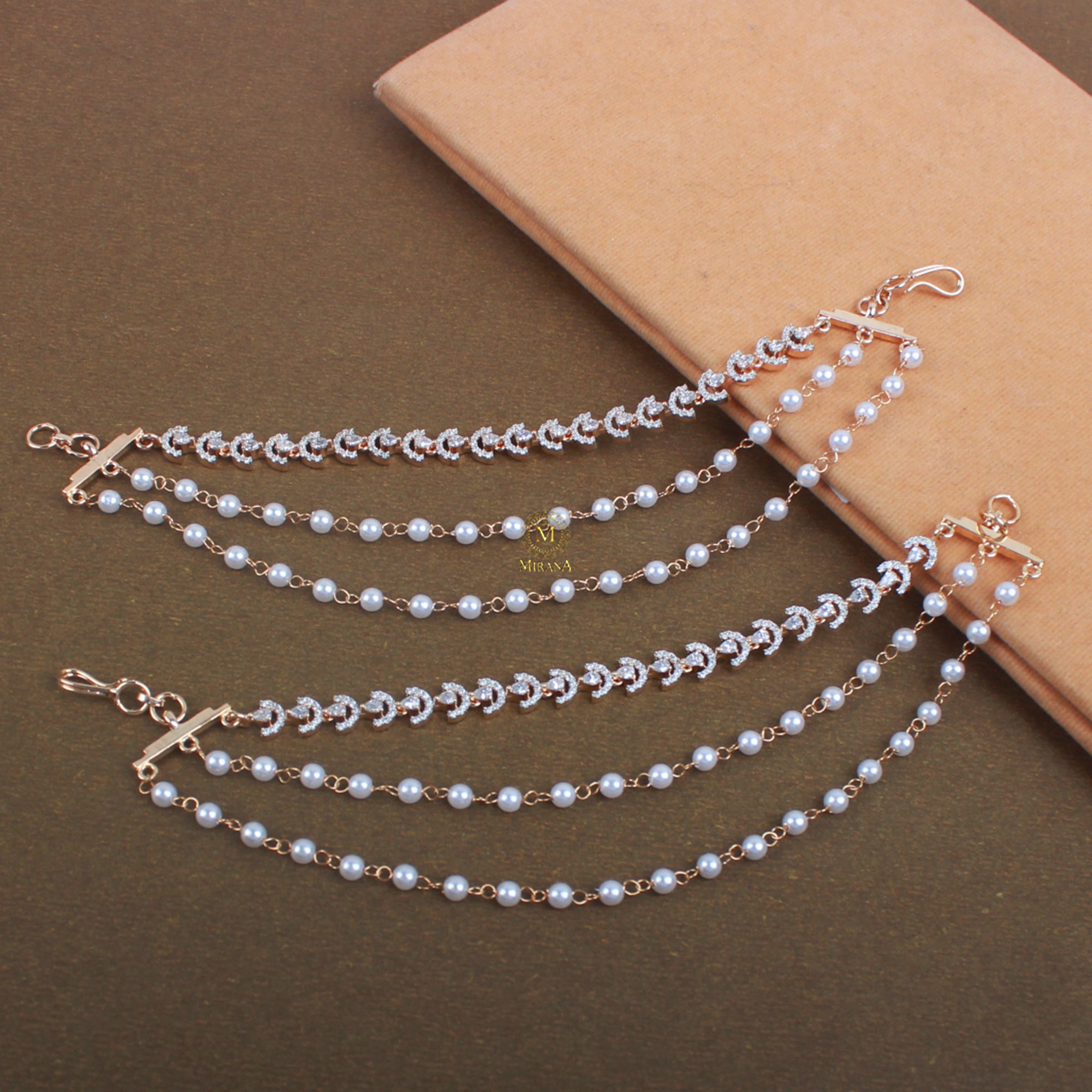 Tira Pearl CZ Ear Chains