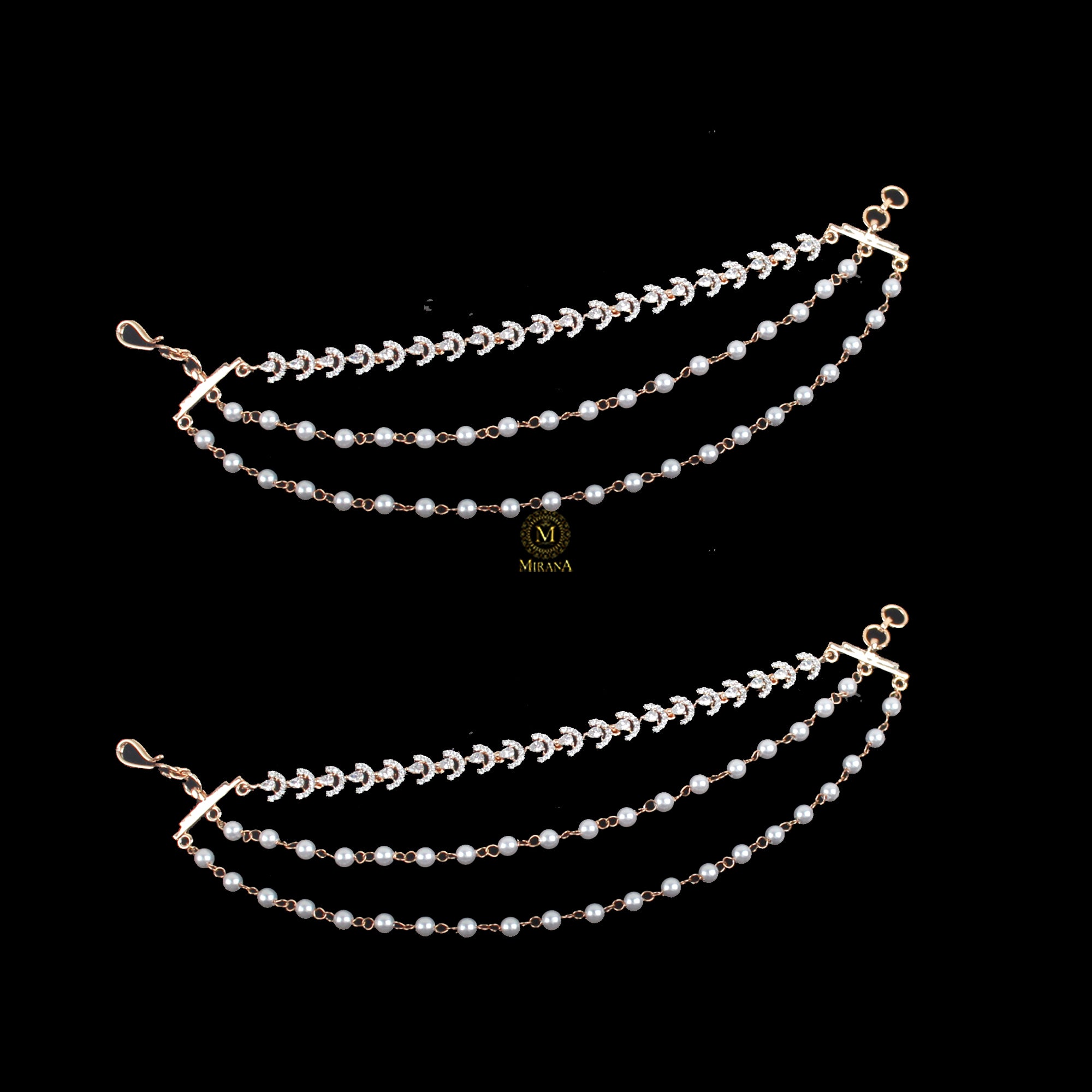 Tira Pearl CZ Ear Chains