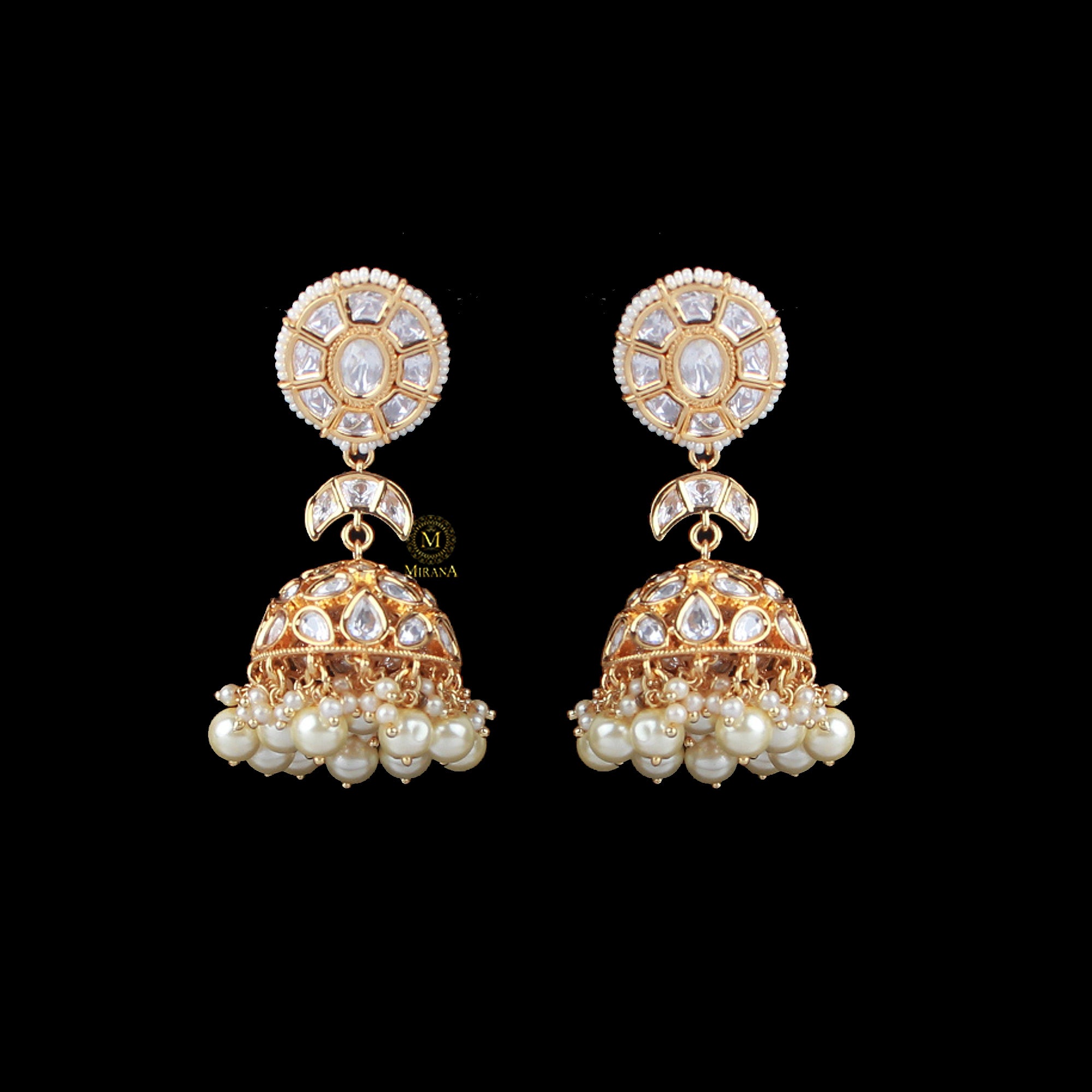 Tanvi Pearl Polki Designer Jhumkas
