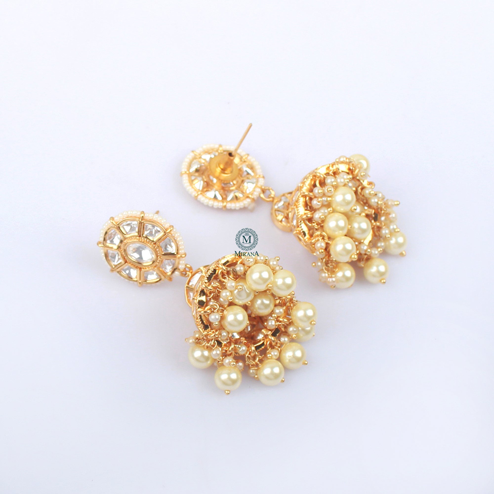 Tanvi Pearl Polki Designer Jhumkas