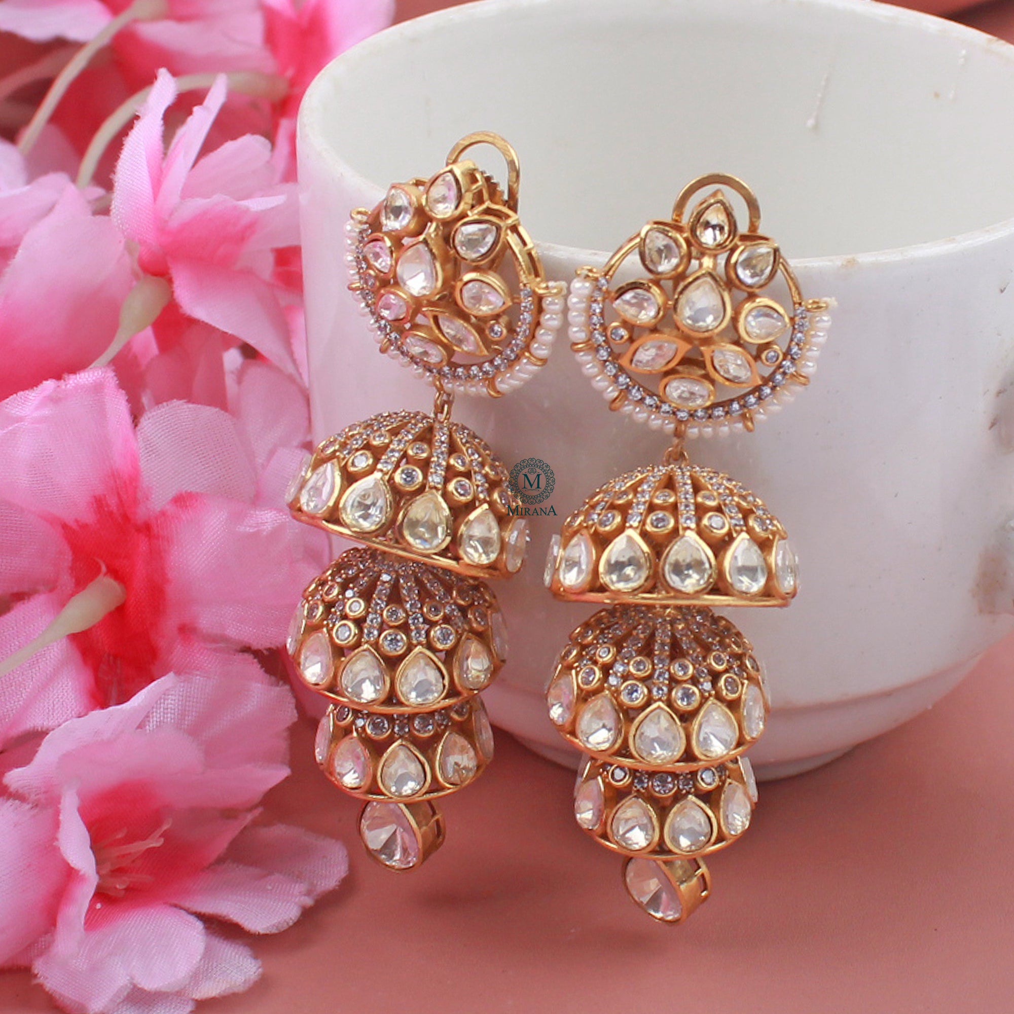 Piya Moissanite Designer Jhumkas