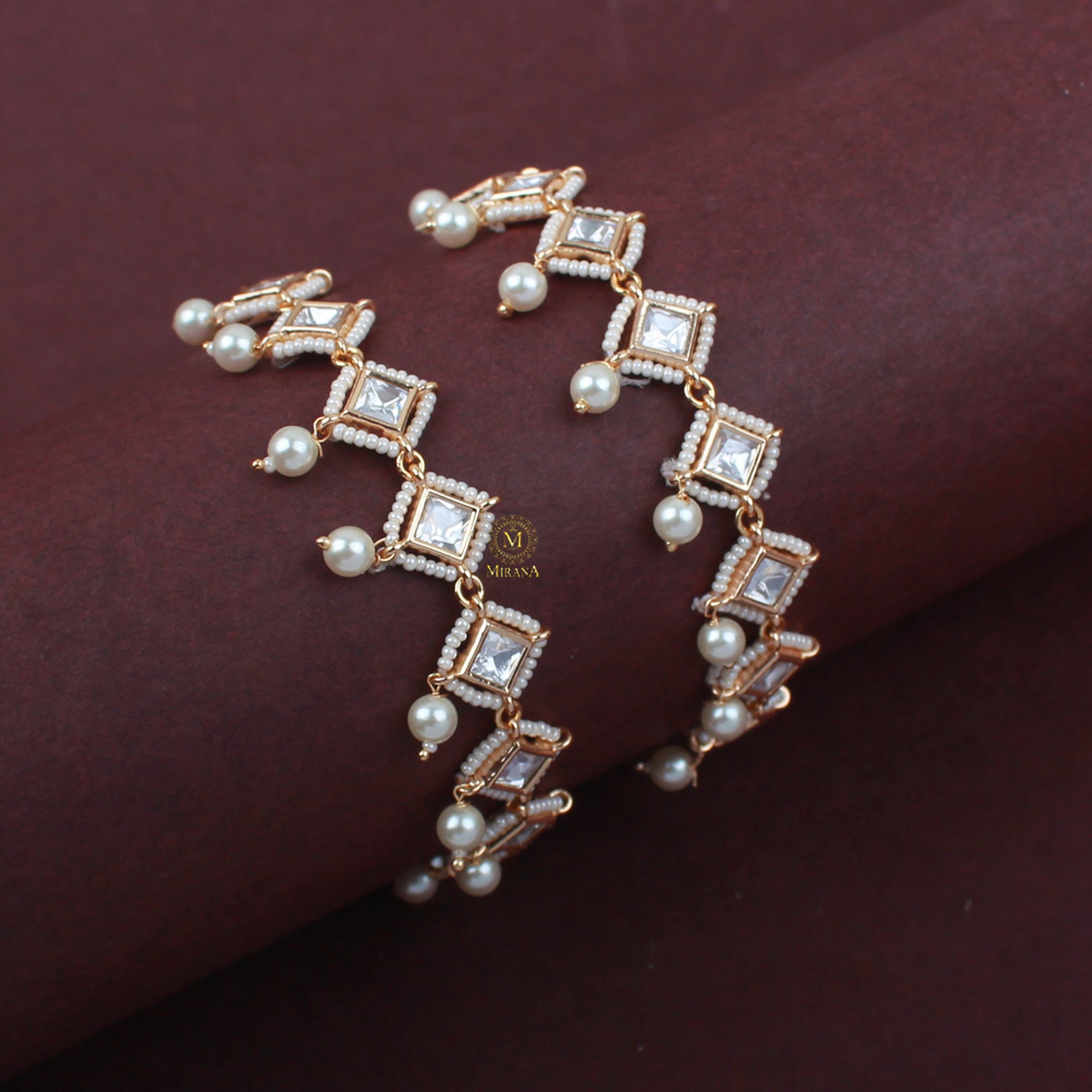Sharvi Polki Designer Ear Chains