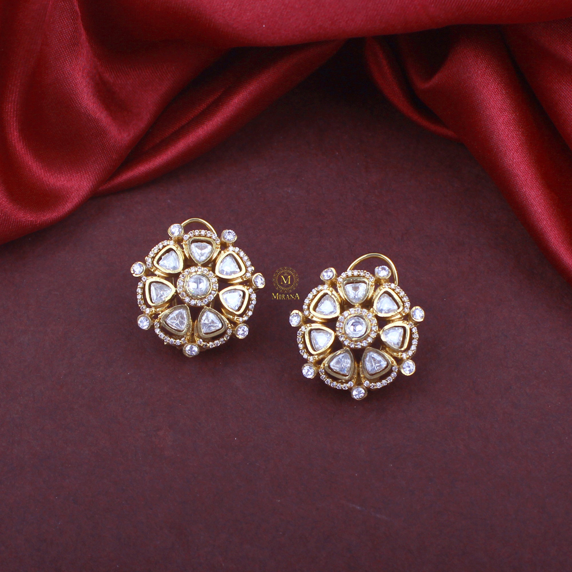 Dhruvi Moissanite Polki Studs