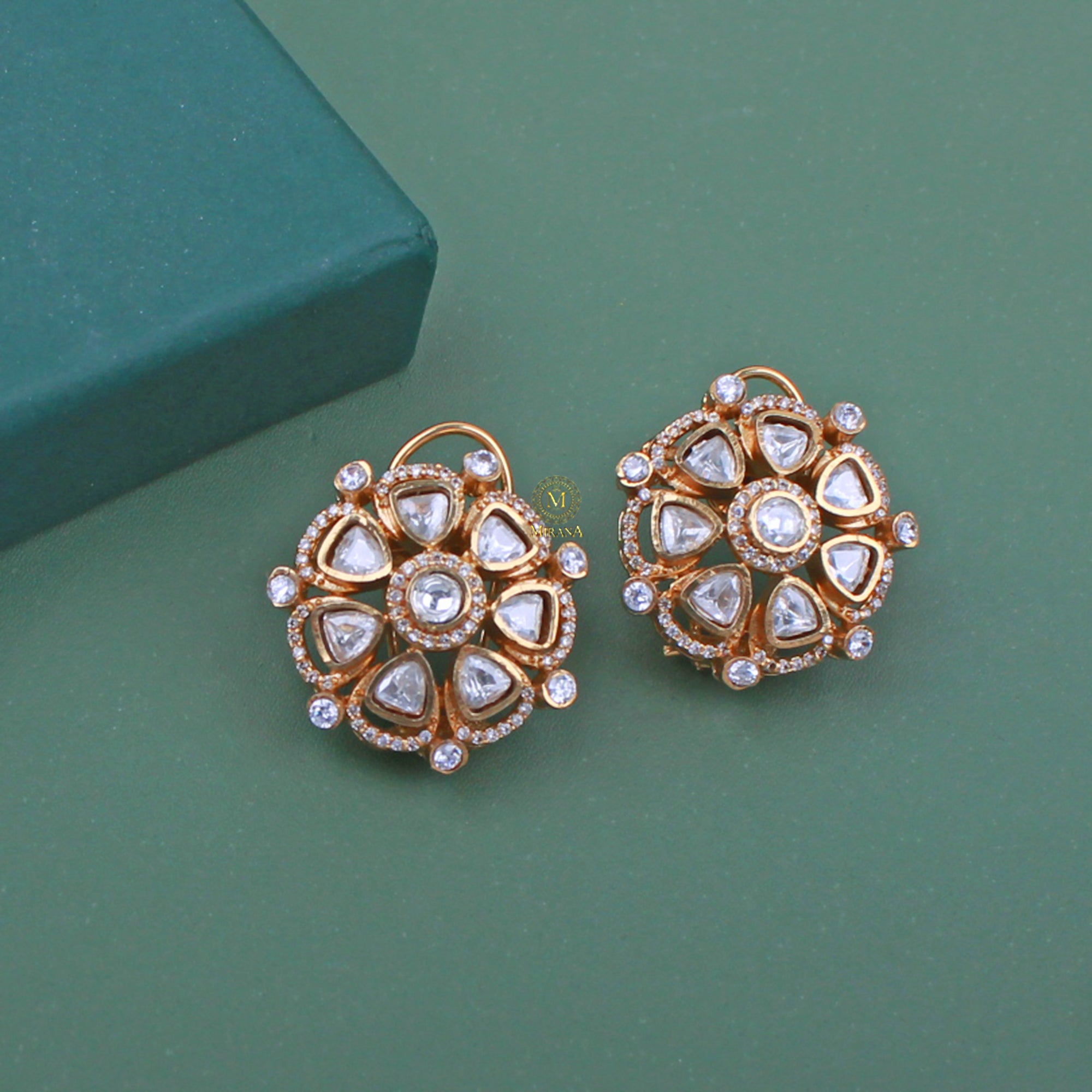 Dhruvi Moissanite Polki Studs