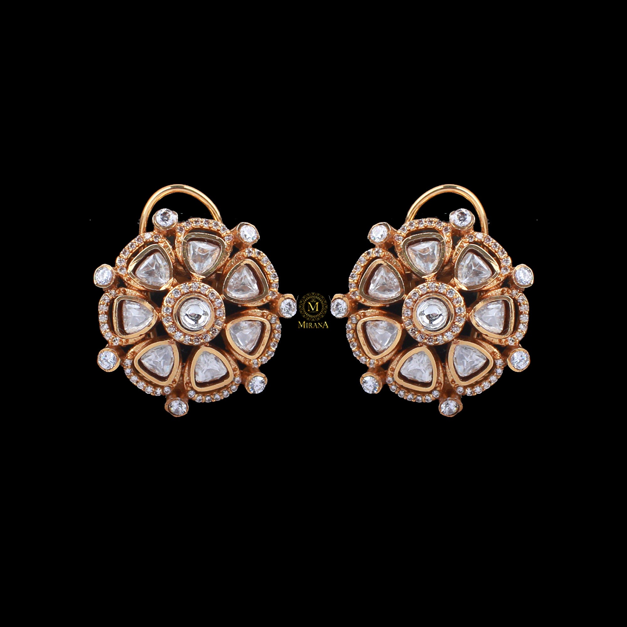 Dhruvi Moissanite Polki Studs