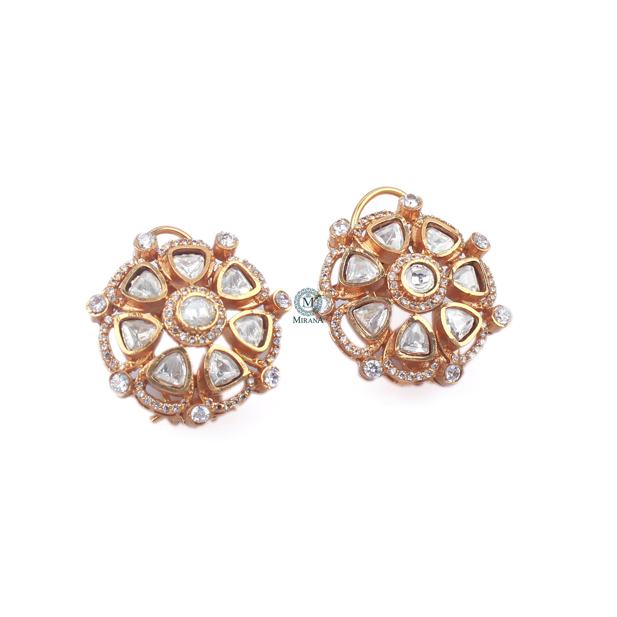 Dhruvi Moissanite Polki Studs