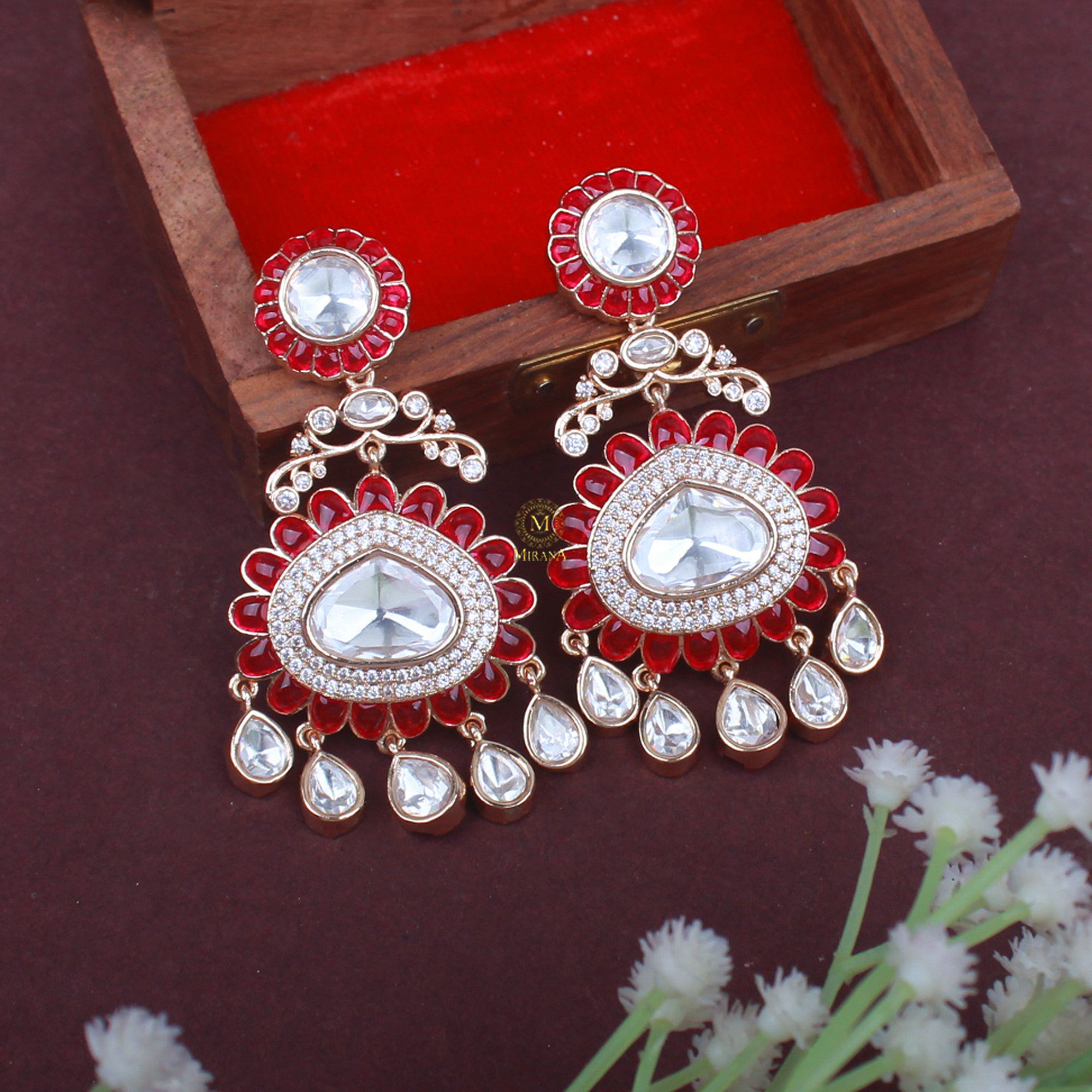 Vama Ruby Polki Designer Earrings