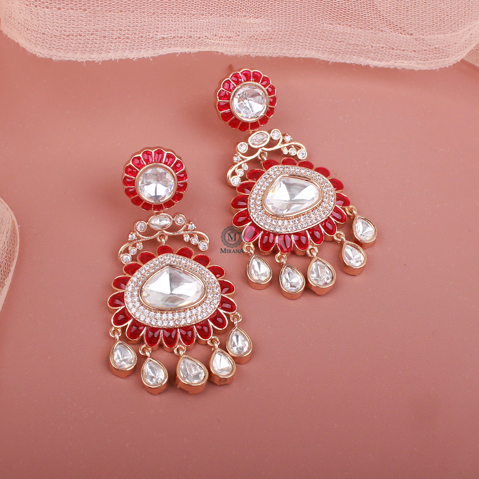 Vama Ruby Polki Designer Earrings