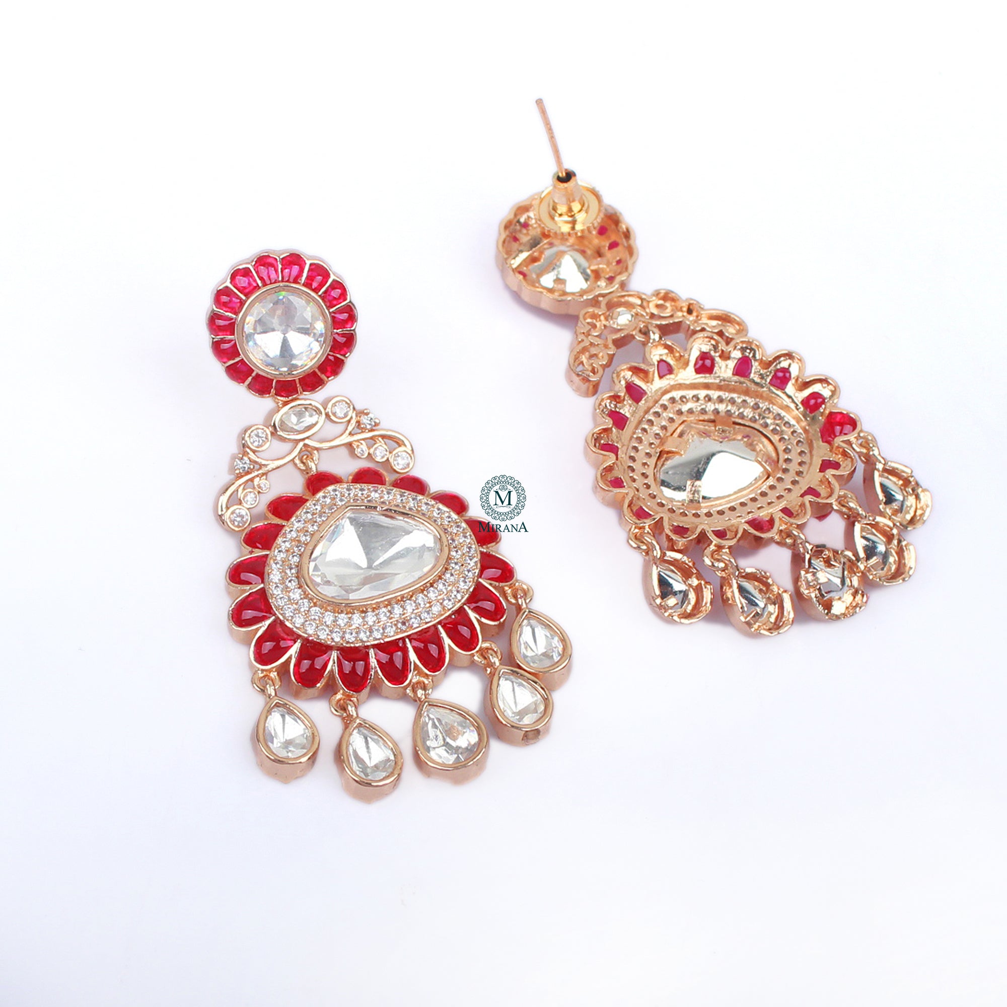 Vama Ruby Polki Designer Earrings