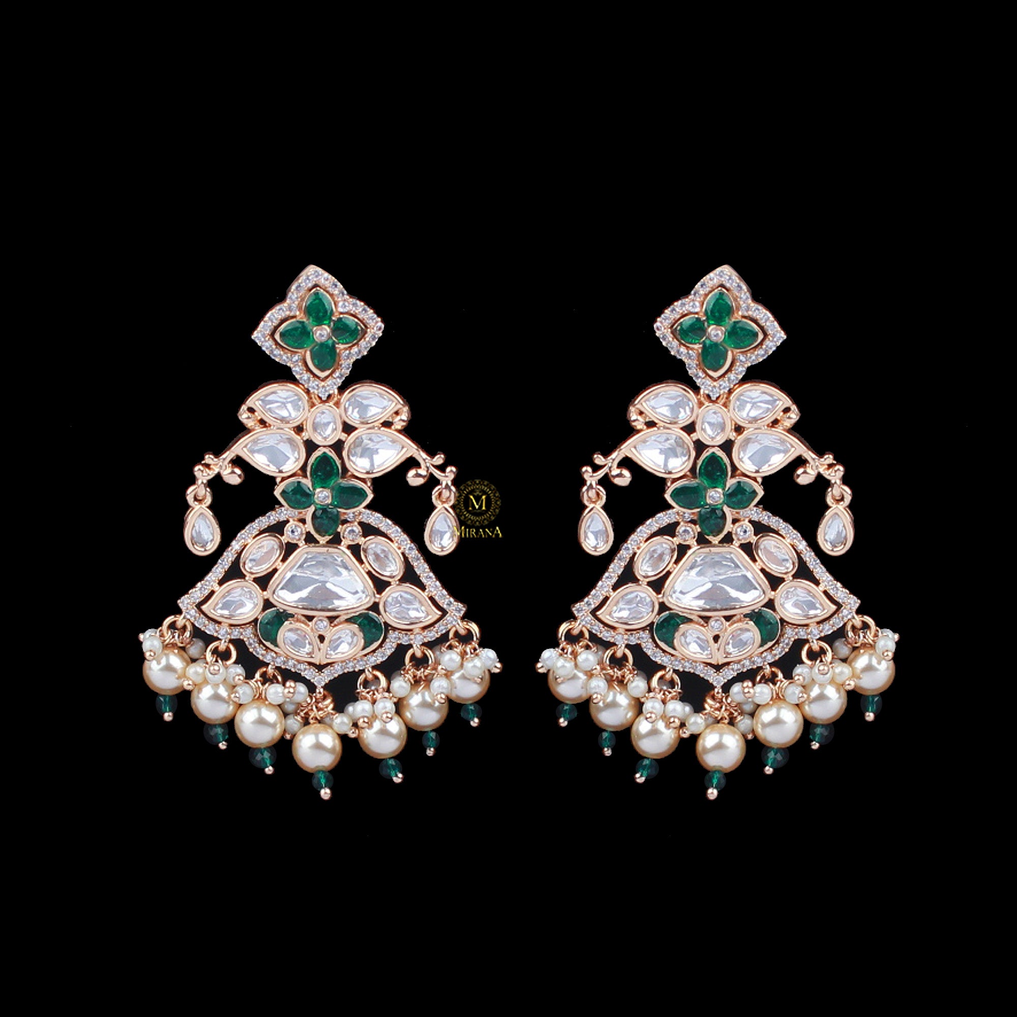 Kavisha Emerald Green Polki Designer Earrings