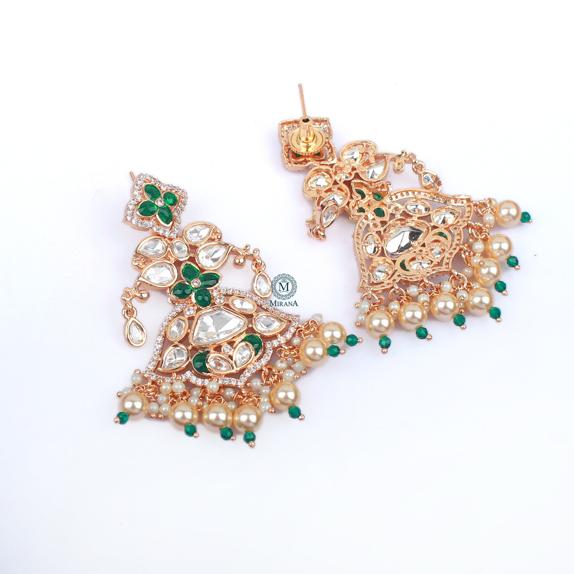 Kavisha Emerald Green Polki Designer Earrings