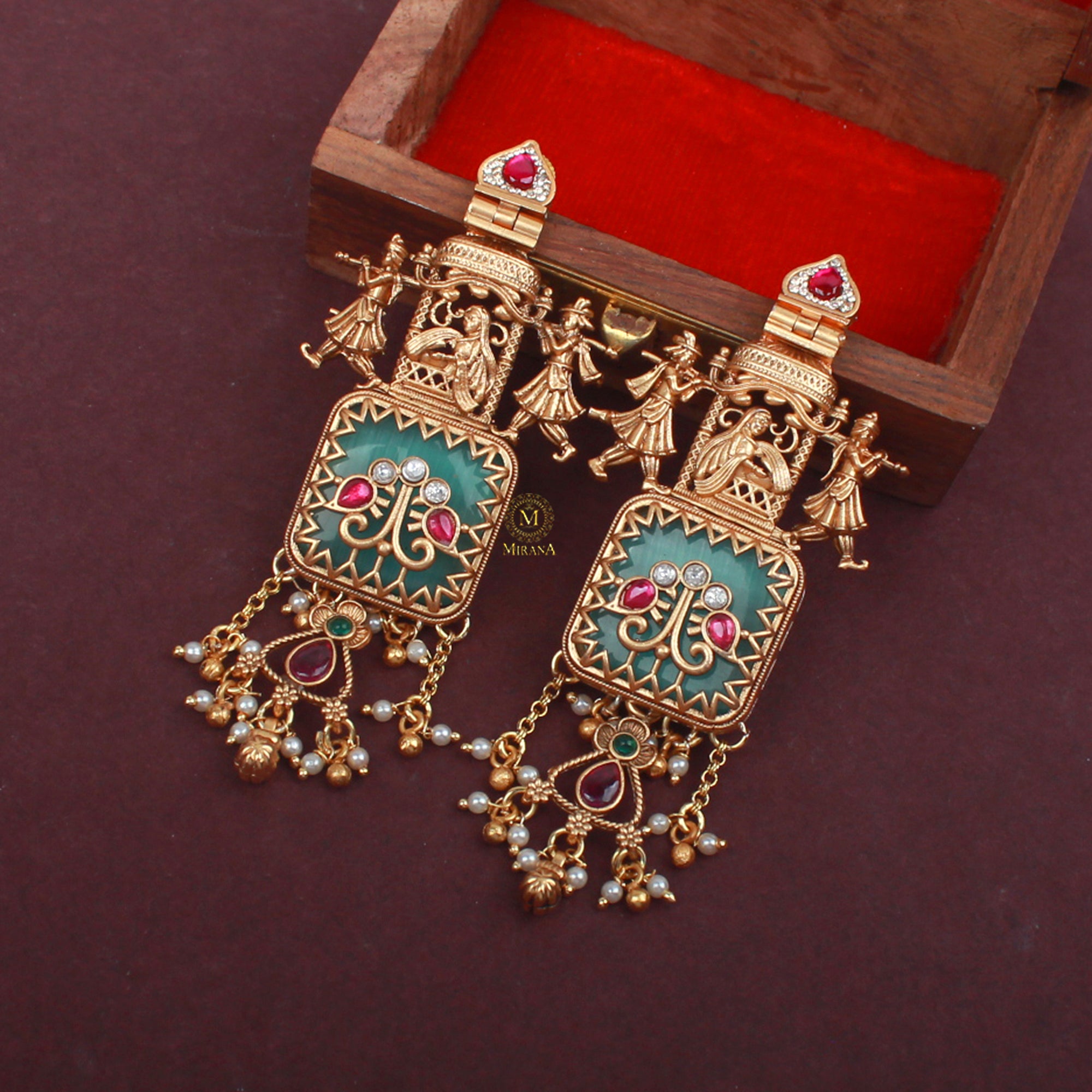 Paridhi Ruby Antique Designer Earrings