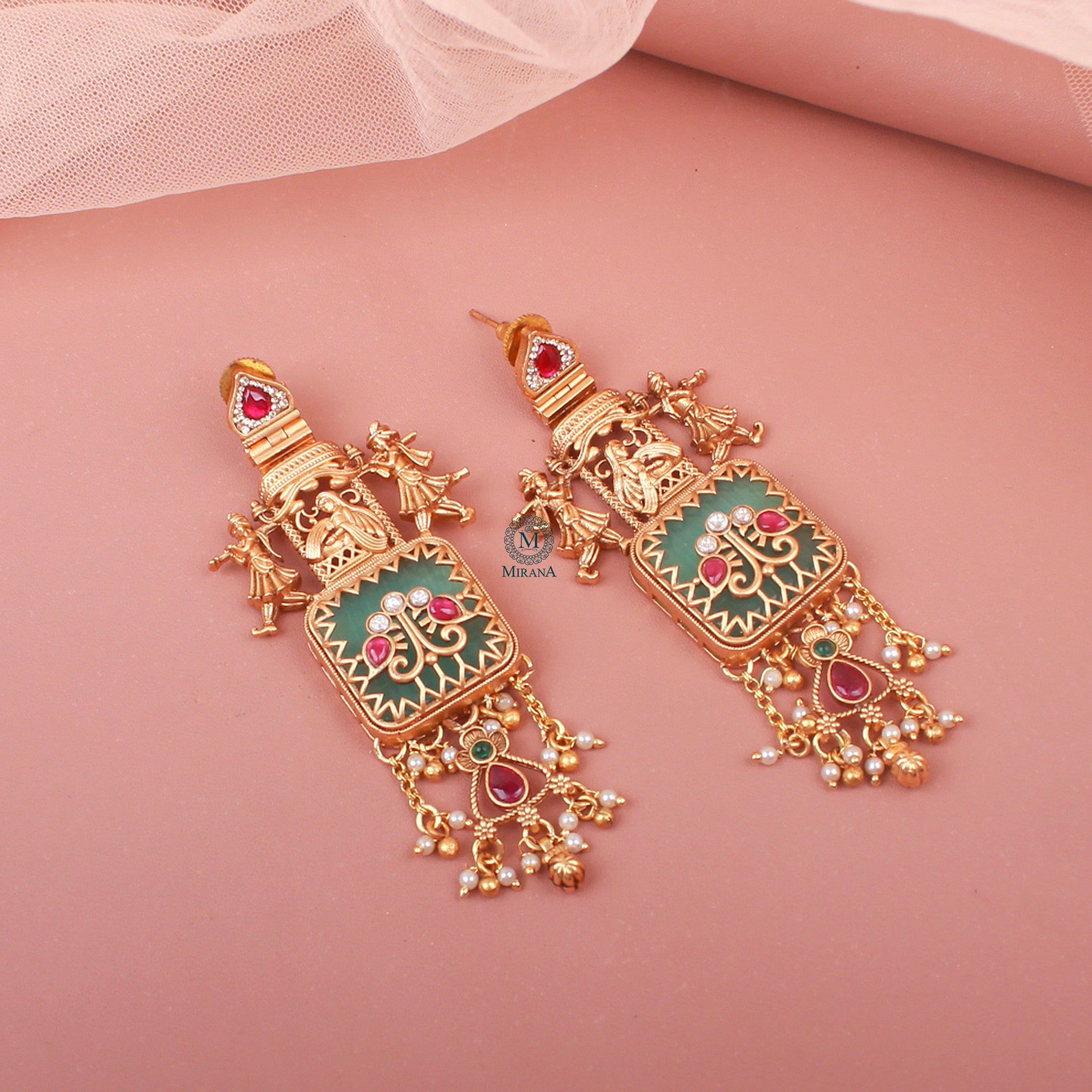 Paridhi Ruby Antique Designer Earrings