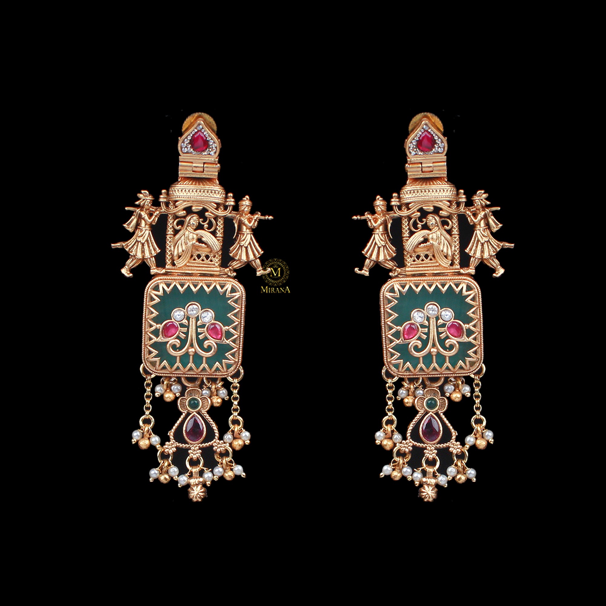 Paridhi Ruby Antique Designer Earrings