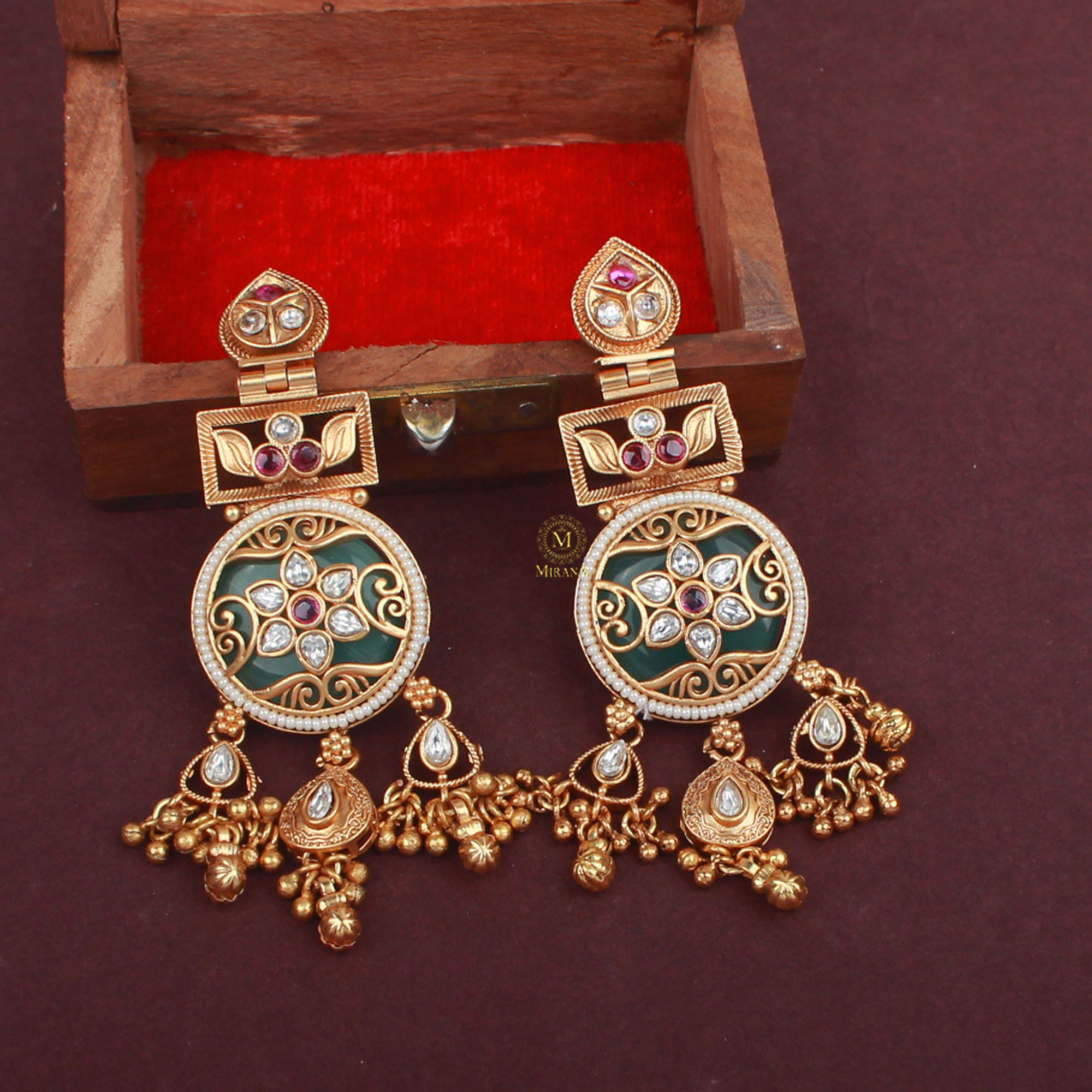 Ridhima Ruby Antique Designer Earrings