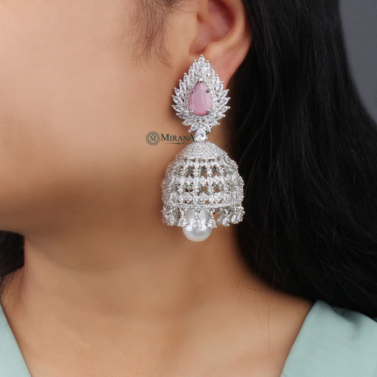 Pear Motif Colored Jhumkas