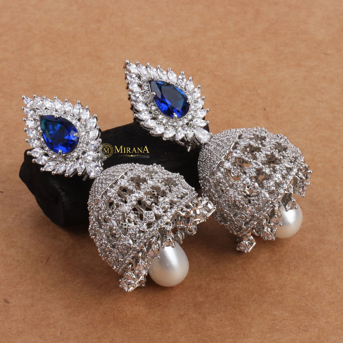 MJER21E156-4-Pear-Motif-Colored-Jhumkas-Silver-Blue-Color-Look-4.jpg