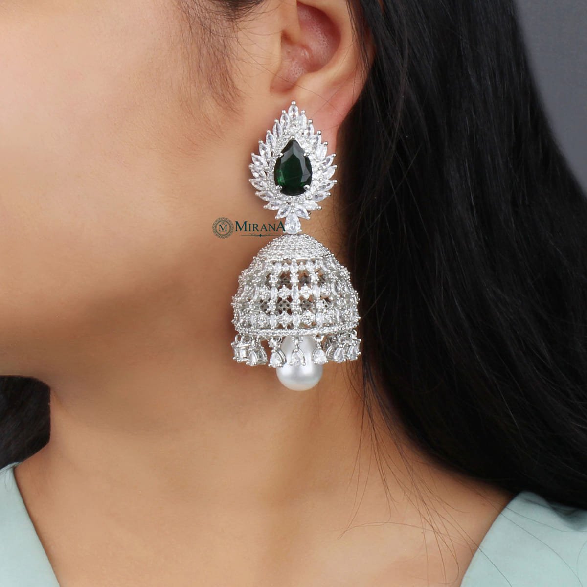 Pear Motif Colored Jhumkas