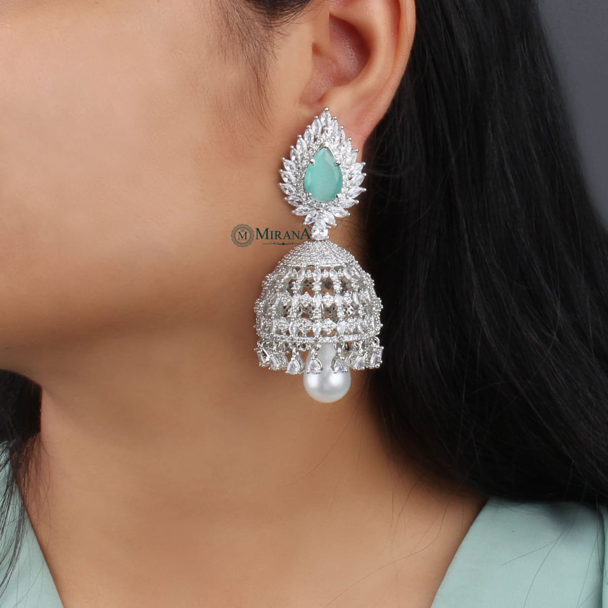 Pear Motif Colored Jhumkas