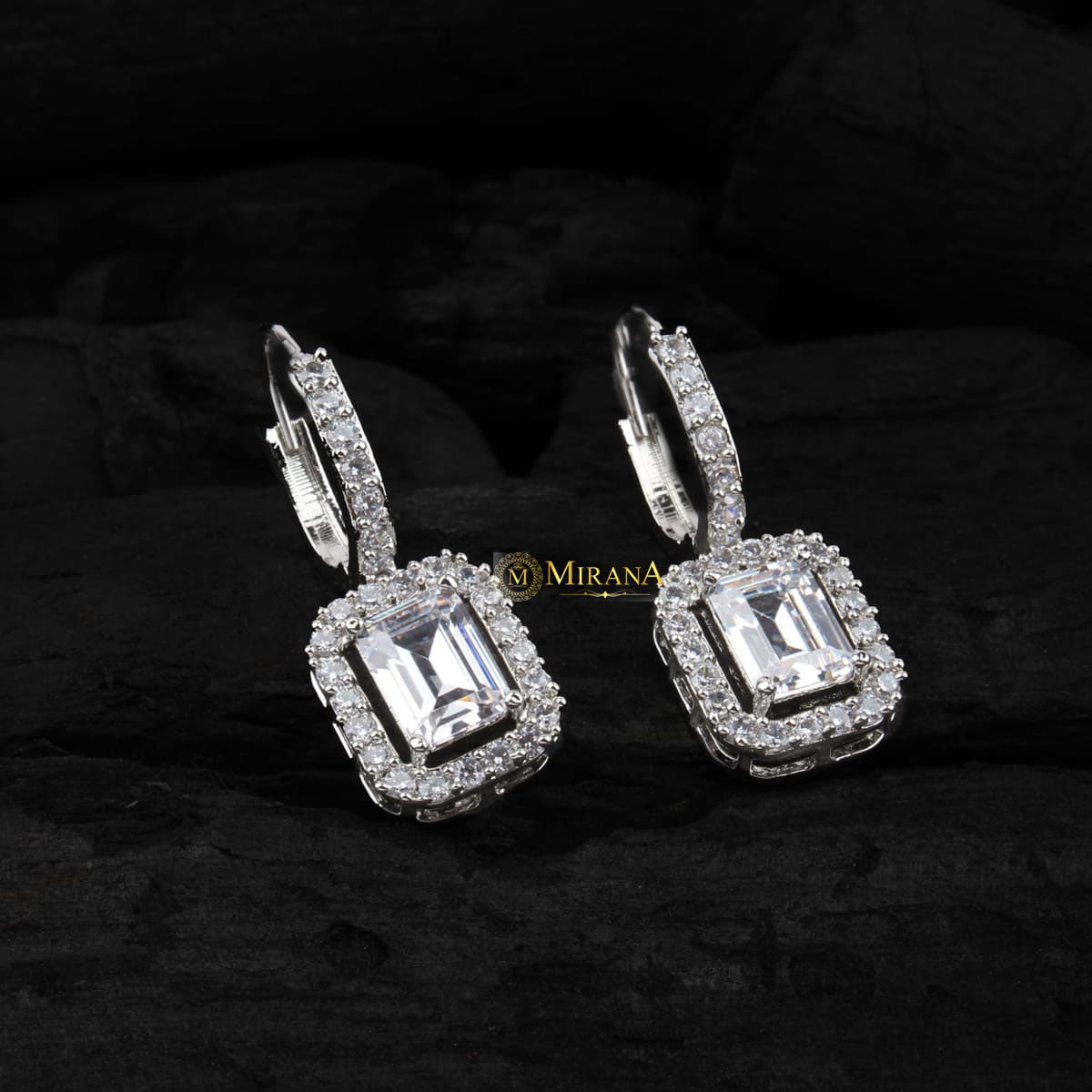 Pretty Rectangular Drop Hoop Earrings