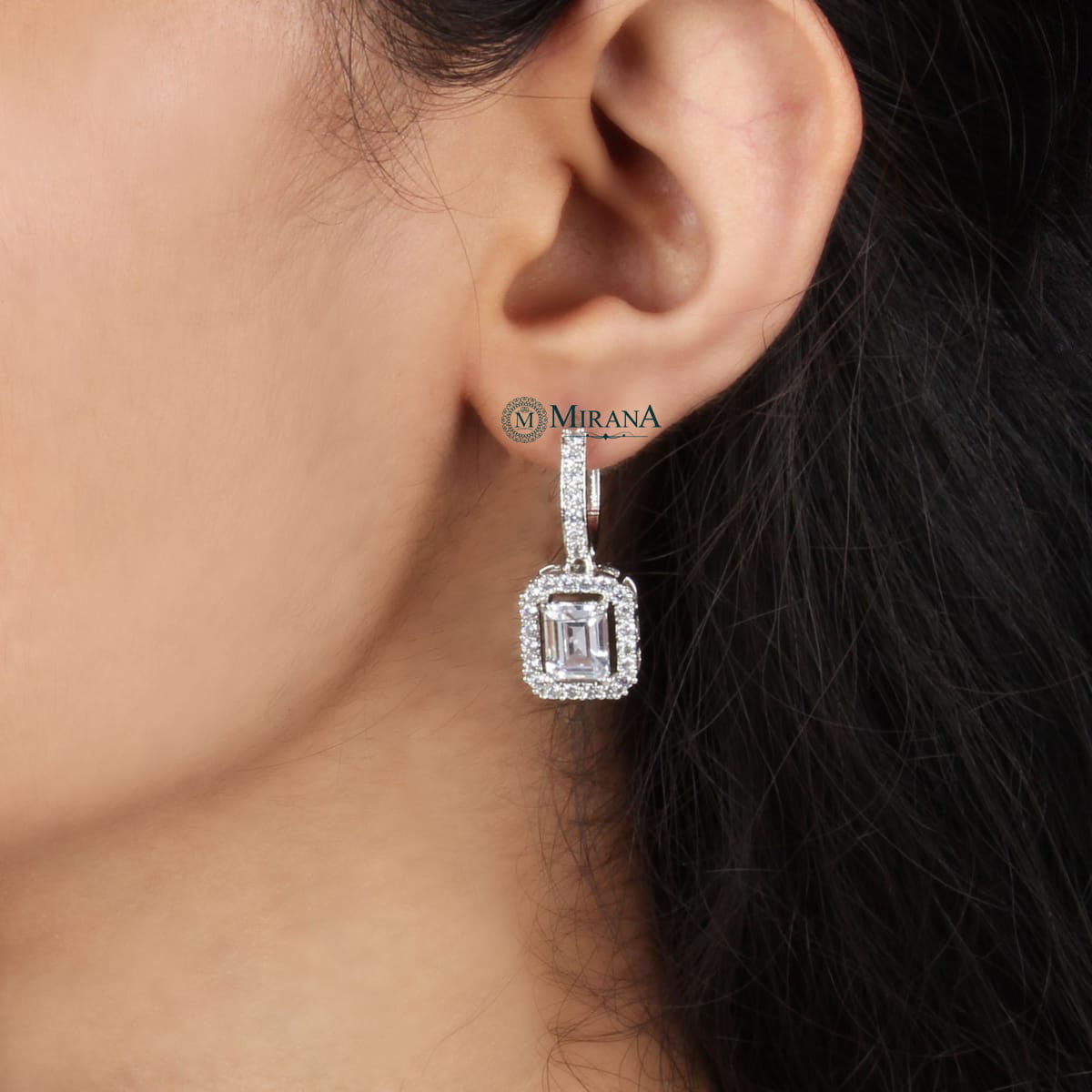 Pretty Rectangular Drop Hoop Earrings