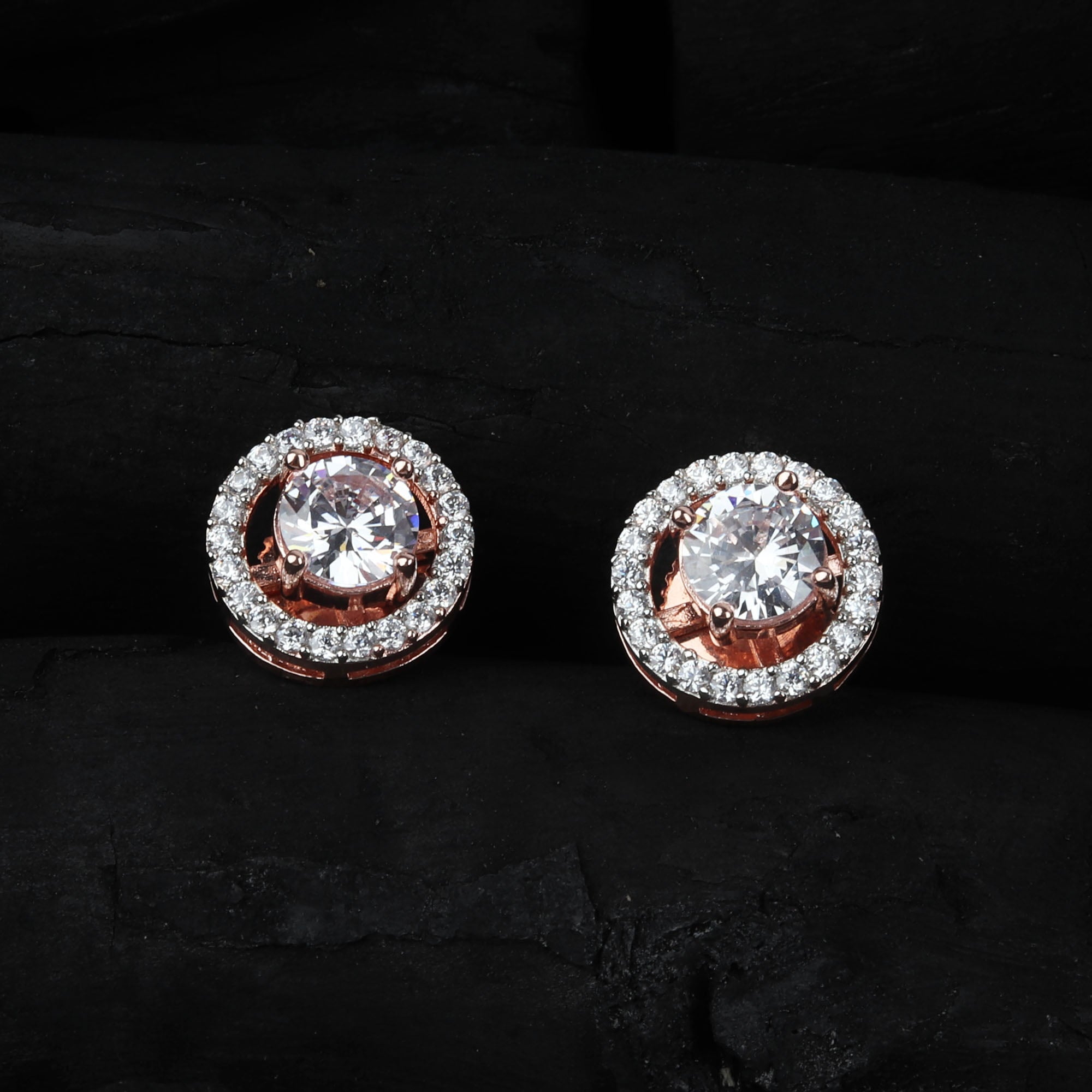 CZ Solitaire Round Shaped Studs