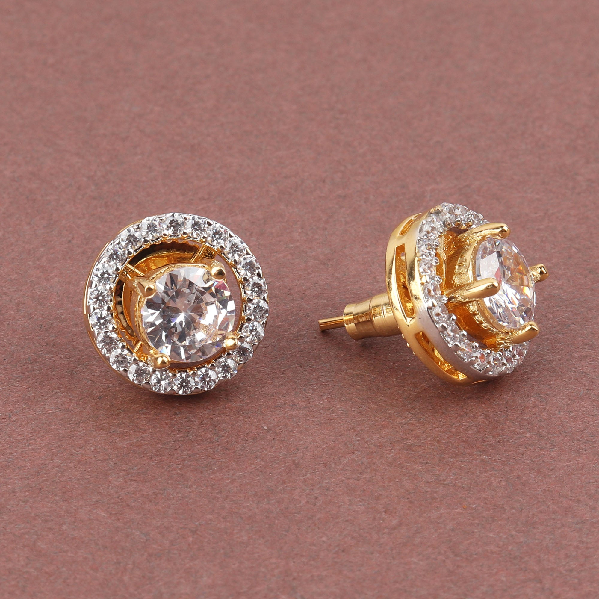 CZ Solitaire Round Shaped Studs