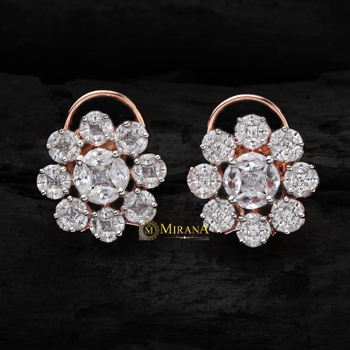 CZ Cluster Flower Studs