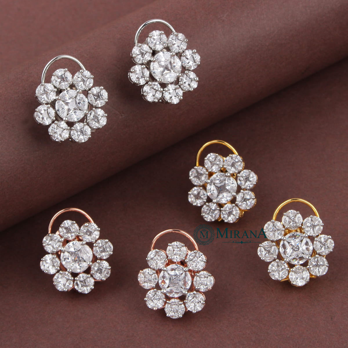 CZ Cluster Flower Studs