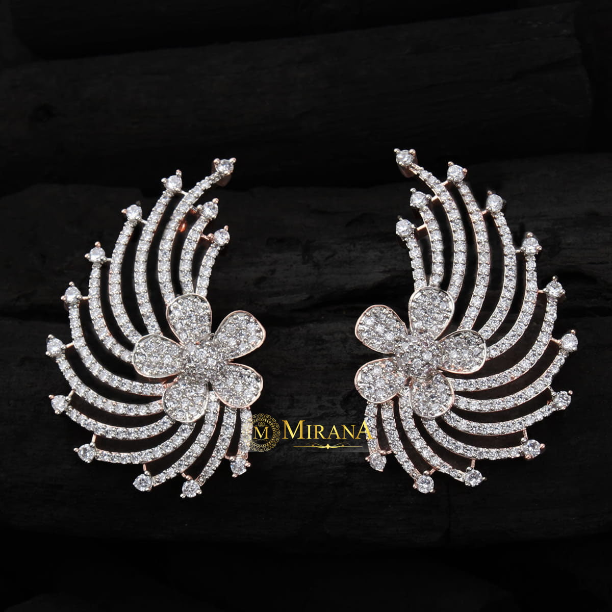 Sparkling Flower Designed Earrings