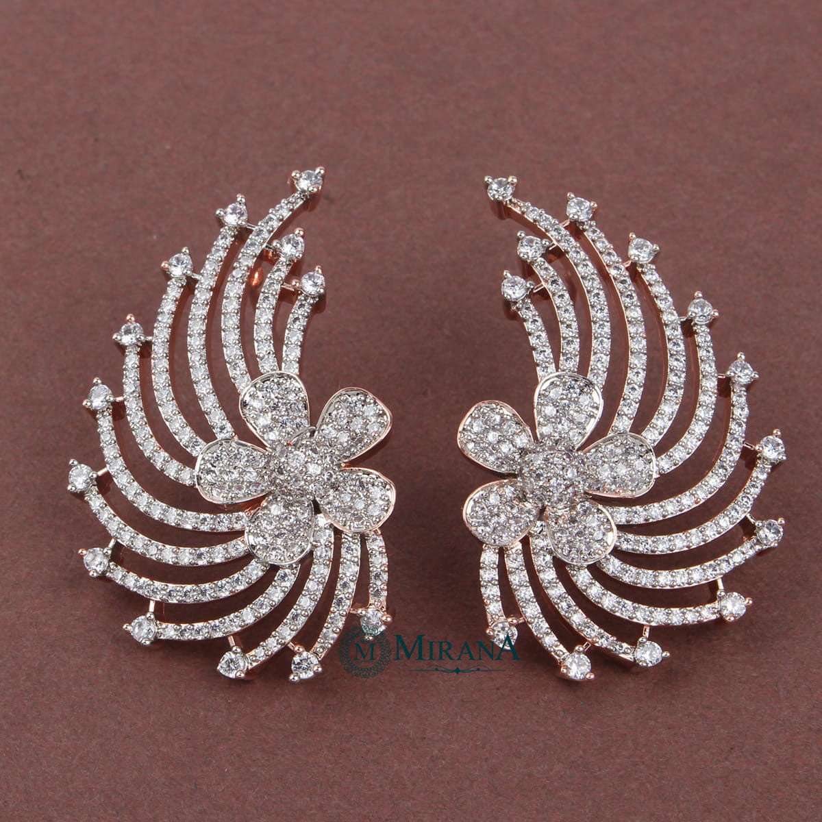 Sparkling Flower Designed Earrings