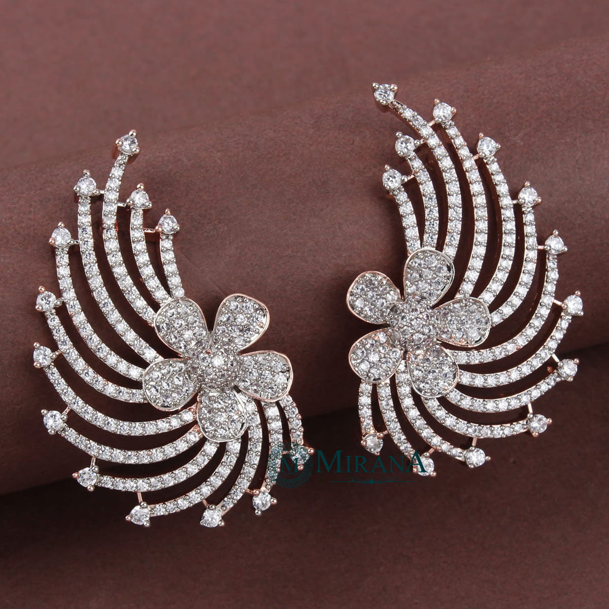 Sparkling Flower Designed Earrings