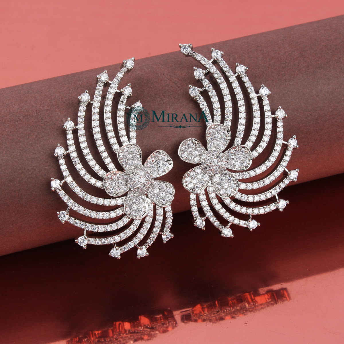 Sparkling Flower Designed Earrings