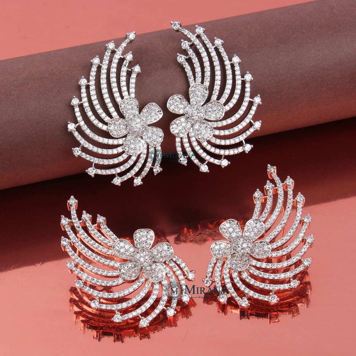 Sparkling Flower Designed Earrings