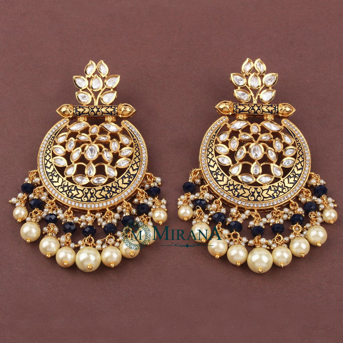 Vriddhi Blue Colored Kundan Earrings