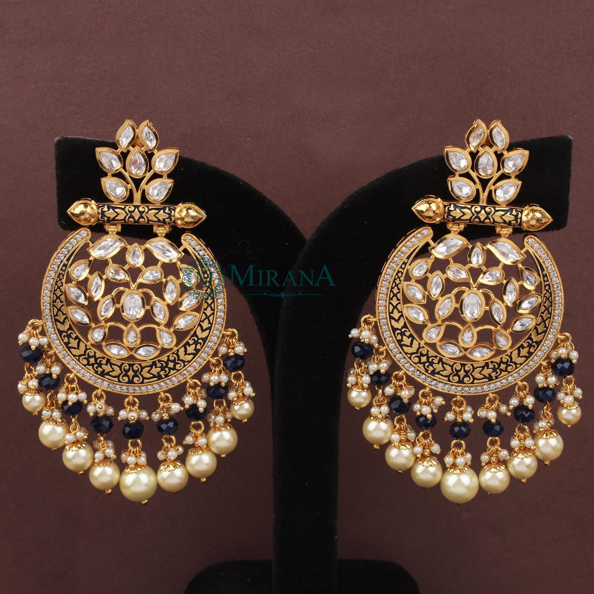 Vriddhi Blue Colored Kundan Earrings