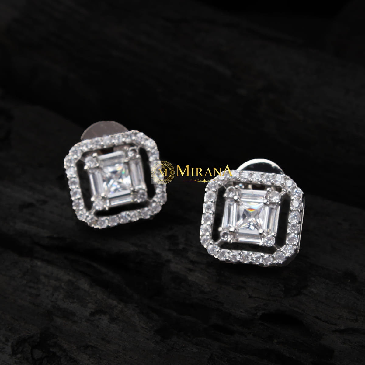 Cushion Cut Rectangular Studs