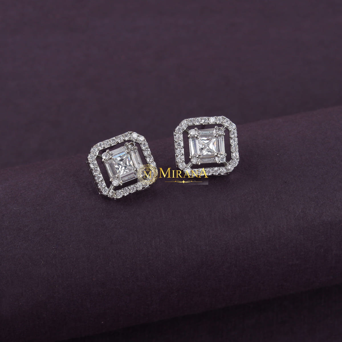 Cushion Cut Rectangular Studs