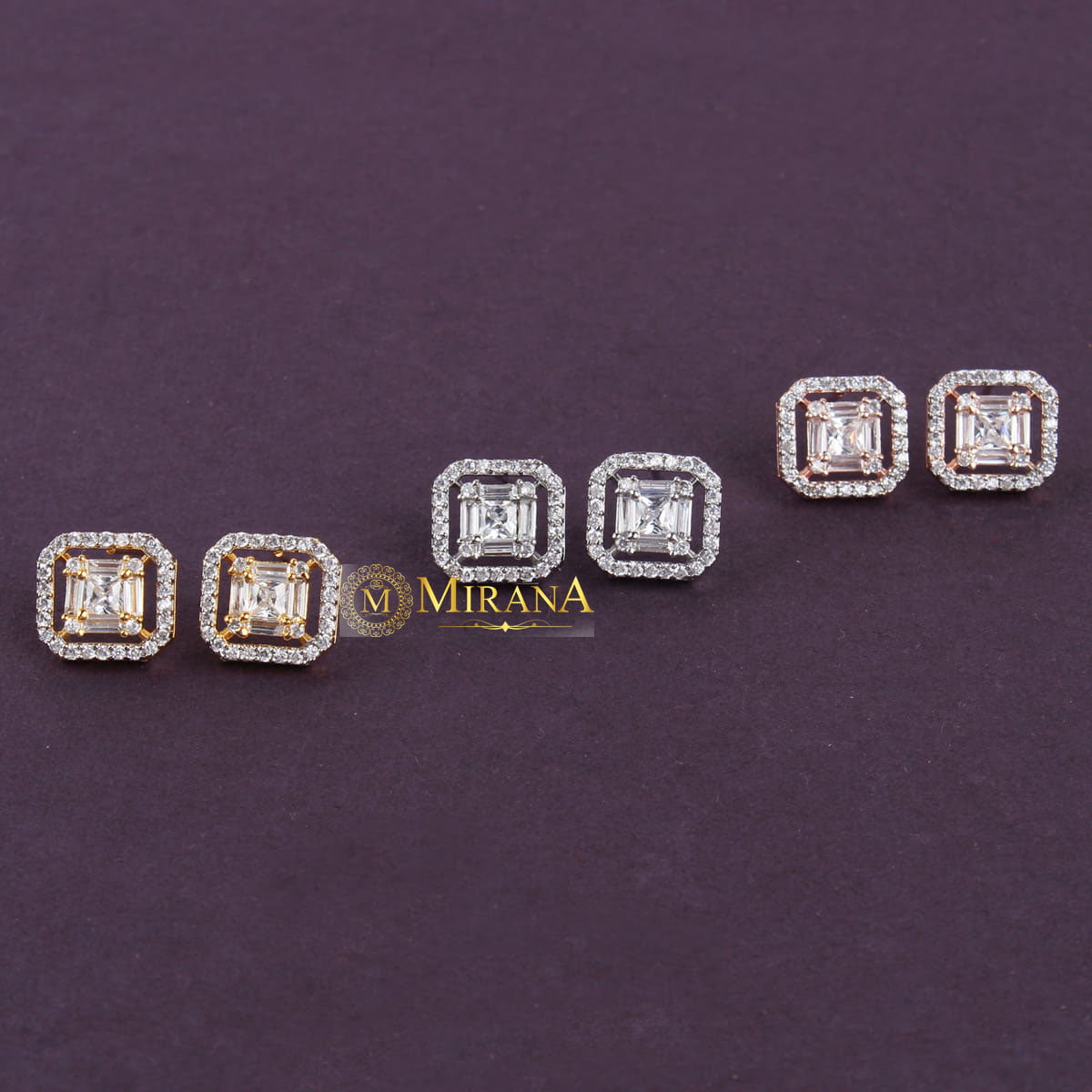 Cushion Cut Rectangular Studs