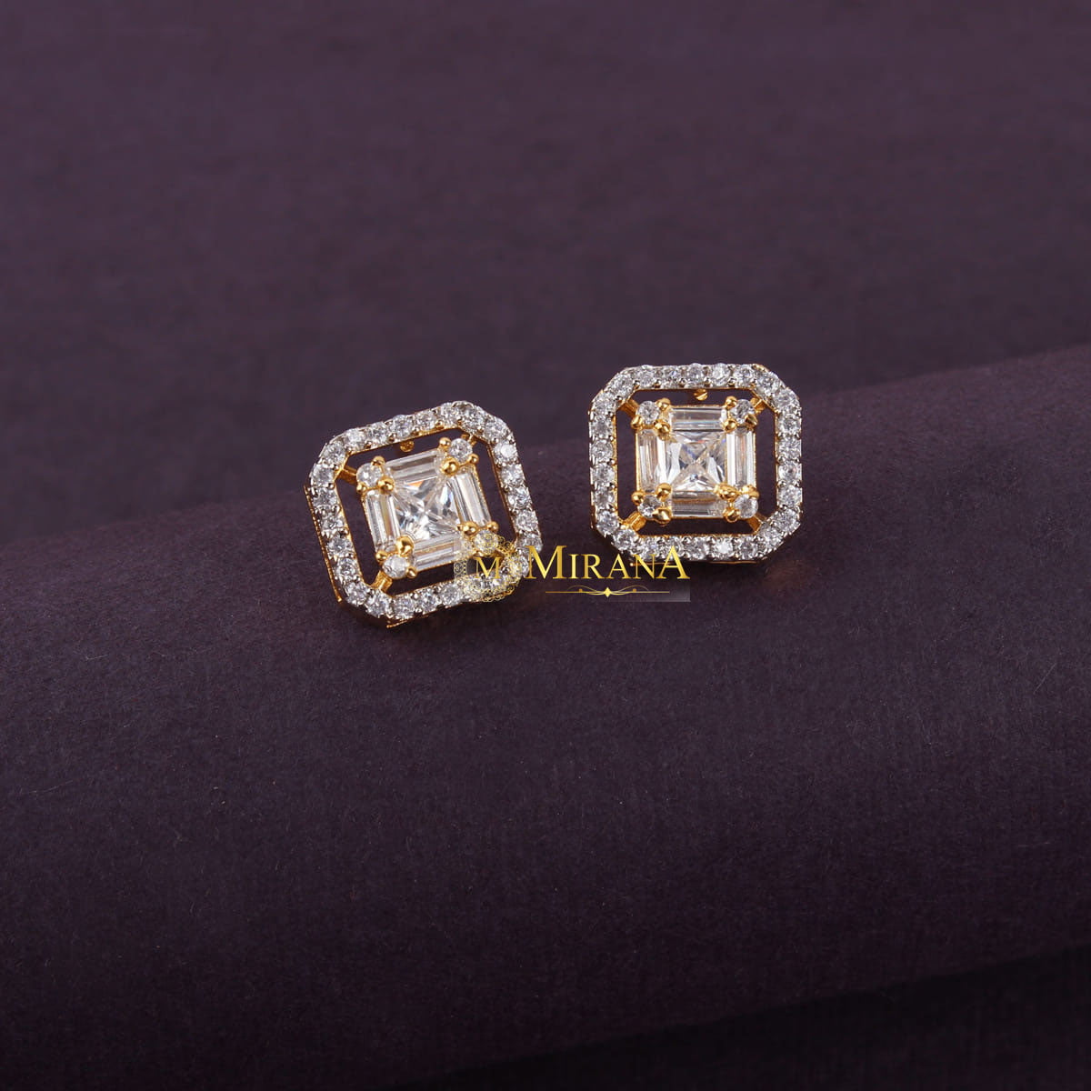 Cushion Cut Rectangular Studs