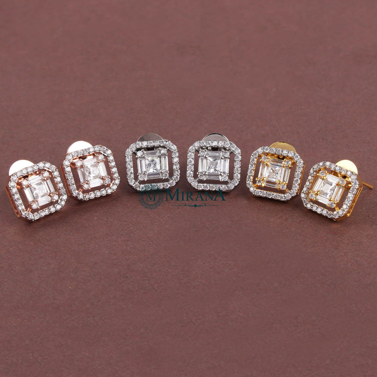 Cushion Cut Rectangular Studs