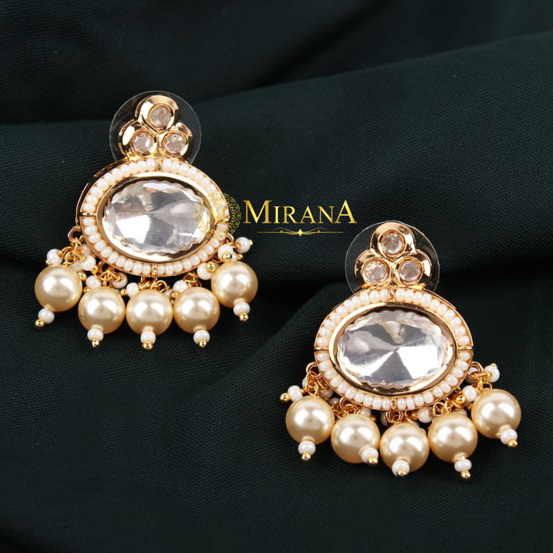 Bhavya Kundan Polki Colored Earrings