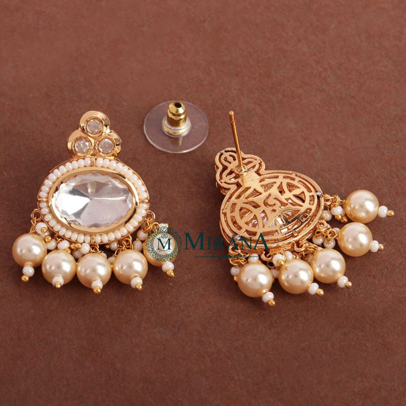 Bhavya Kundan Polki Colored Earrings